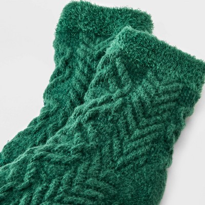 Women's Super Soft Herringbone Textured Double Lined Cozy Ankle Socks - Auden Green 4-10 - image 3