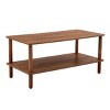 Syemin End Tables Modern 2-Tier Coffee Table Furniture, Rectangular Center Table with Open Storage Shelf, Small Side Table, Brown, 39.37"*19.7"*17.9" - 2 of 4