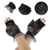 Unique Bargains Women's Half Finger Lace Sunblock Fingerless Gloves Black 1 Pair - 2 of 4