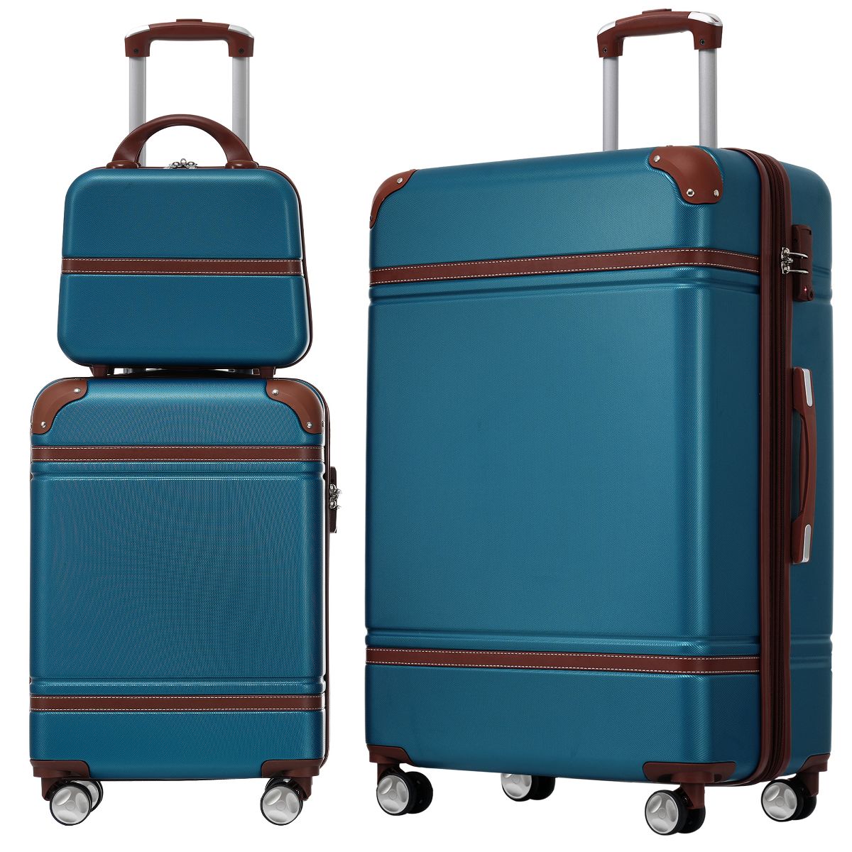 Polibi 3‑Piece Vintage-Inspired ABS Hardshell Luggage Set - thumbnail 9