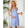 Coolmee Women Maternity Dress Summer Sleeveless Midi Dresses for Photoshoot Baby Shower Adjustable Straps Nursing Dress - 2 of 4