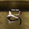Jewelry Avalanche 14K Gold Butterfly Moissanite Nose Hoop Ring, 20G, 8mm, Twist-open - 3 of 4