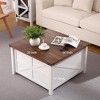 Farmhouse Coffee Table, Square Wood Center Table with Large Hidden Storage Compartment,White - 2 of 4