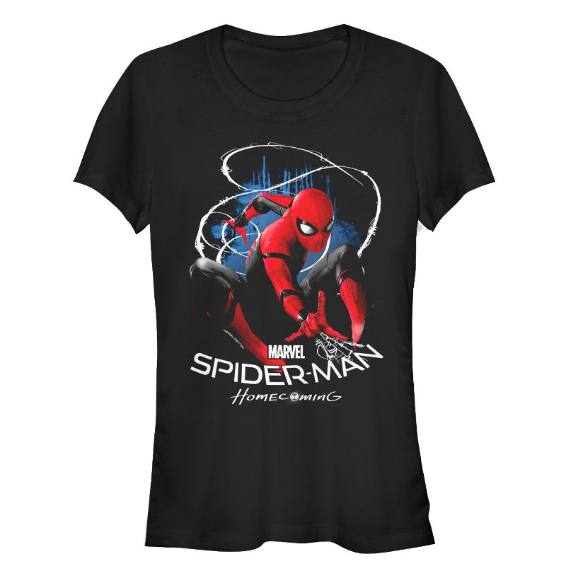 Juniors Womens Marvel Spider-Man: Homecoming Web Lasso T-Shirt, 1 of 4