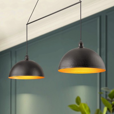 Rennnsan Esthira 54"W 2-Light Unique Statement Dome Linear Modern Dimmable Kitchen Island Pendant in Black