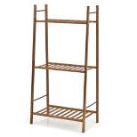 Tangkula 3 Tiers Bamboo Plant Stand for Indoor Plants Multiple Utility Shelf Free Standing Storage Rack Pot Holder Brown/Natural