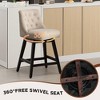 Beautyolove 26 in. Beige Fabric Upholstered Counter Height Bar Stool Swivel Counter Stool with Solid Wood Frame (Set of 2) - 4 of 4