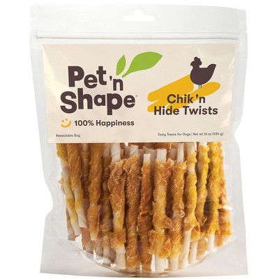 Pet 'n Shape Chicken Hide Twists Dog Treats, 16 oz Chews in Resealable Bag