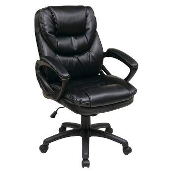 High Back Leather Plus Chair Black - Boss Office Products : Target