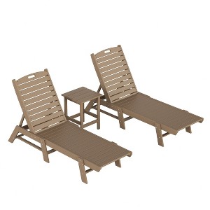 WestinTrends 3 Pieces Poly Outdoor Patio Chaise Lounge Chair with Side Table Set - 1 of 4