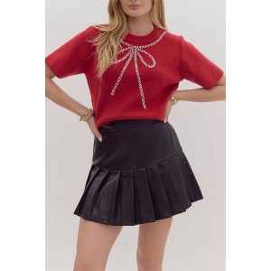 Women's All I Want Beaded Bow Sweater - entro - 1 of 4