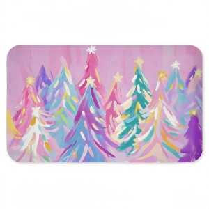 Stupell Industries Abstract Pastel Christmas Trees Printed Anti-Fatigue Floor Mat, design by Arlington Prints, 30"x18" - 1 of 4