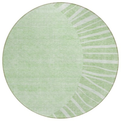 Green And Mint Green Abstract Washable Indoor Outdoor Area Rug