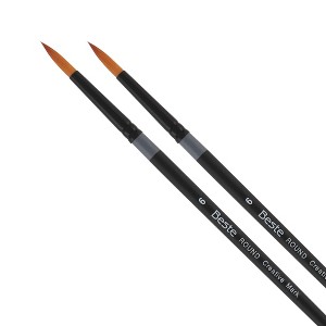 Creative Mark Beste Golden Taklon Round #6 - 2 Pack Artist Brush, Professional Watercolor Brushes, For Acrylic Painting, Short Handle, Sharp Edges, - 1 of 4