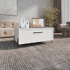 Vynxaria 15" High Minimalistic Coffee Table ¨C Stylish White Table with Pull-Down Cabinet and Open Shelf - 2 of 4