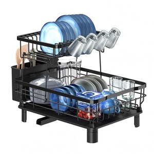 SKONYON 2-Tier Dish Drying Rack, Rust-Resistant Kitchen Dish Rack for Plates, Bowls & Cups, Space-Saving Countertop Organizer - 1 of 4