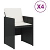 vidaXL Patio Chairs with Cushions 4 pcs Black Poly Rattan - 2 of 4