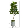 Nearly Natural 4-ft Fiddle Leaf Fig Artificial Tree in Metal Planter - 2 of 3