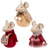 Northlight Plush Mice Trio Christmas Figures - 5" - Sand Brown and Burgundy - Set of 3 - 3 of 4