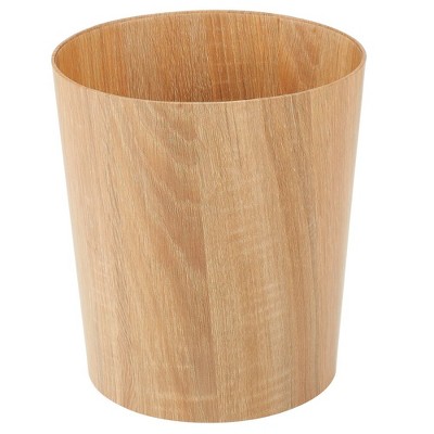 mDesign Round Trash Can Wastebasket Garbage Bin - Natural