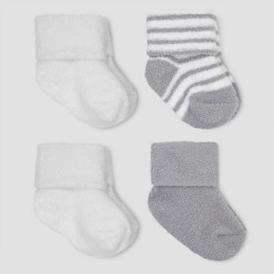 Carter's Just One You® Baby Boys' 4pk Chenille Socks - White/Gray - 1 of 1