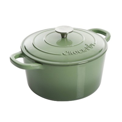 Crock-pot Artisan 3 Quart Enameled Cast Iron Casserole With Lid In Gradient  Teal : Target