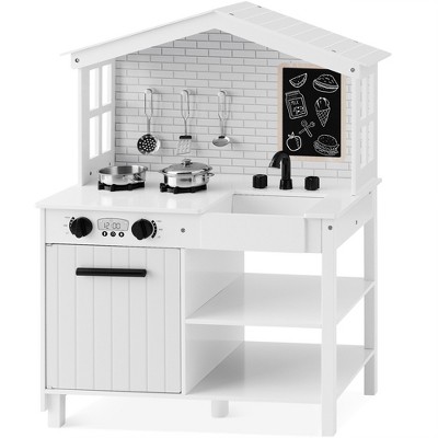 TaoHFE Kitchen Set for Kids Wooden Play Kitchen Toy Kitchen Sets for boys  Gift White Kitchen for Toddlers Kids Kitchen Playset Toys Kitchen Set for