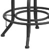 Merrick Lane Counter Stool Contemporary Black Faux Leather Backless Stool with Swivel Seat Height Adjustment and Footrest - 4 of 4