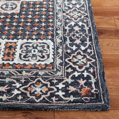 Aspen Black and Rust Wool Cotton 4' x 6' Handmade Rug