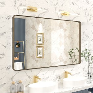 Apmir 51 in. W x 30 in. H Rectangular Aluminum Alloy Framed and Tempered Glass Wall Mirror in Brushed Bronze - 1 of 4