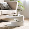 23.6" Round Rotating Coffee Table with Hidden Storage,Modern High Gloss 2-Tier Swivel Table for Living Room-Baofuwish - 2 of 4