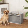 PawHut Elevated Dog Bowls with Storage, Raised Bowl Stand with 2 Stainless Steel Food Dishes and Slow Feeder, Pet Feeding Station for Large Dogs, Gray - 2 of 4