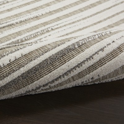 Calobra Light Grey Striped 4' x 6' Hand-Knotted Synthetic Rug