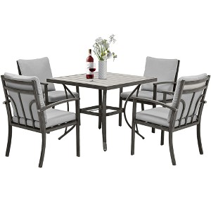 HAPPATIO Patio Outdoor Dining Set - All Aluminum Patio Table and Chairs Set with Cushions, Patio Dining Set for Lawn, Garden - 1 of 4