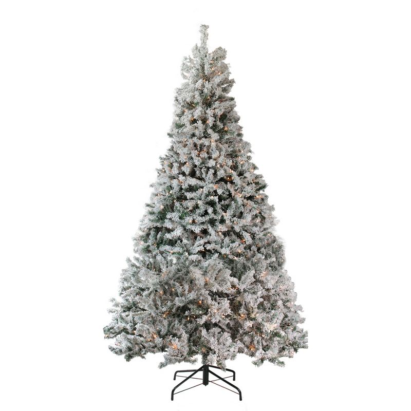 Northlight 7.5' Prelit Heavily Artificial Christmas Tree Medium Flocked Pine- Clear Lights, 1 of 7