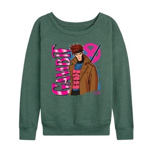 Women's - Marvel - X-Men Gabmit With Logo Lightweight French Terry Wide Neck Long Sleeve Graphic Shirt - 1 of 4