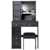 NicBex Makeup Vanity Desk with Left Drawers & Cushioned Stool,Wood Makeup Table with Sliding Mirror for Bedroom - 4 of 4