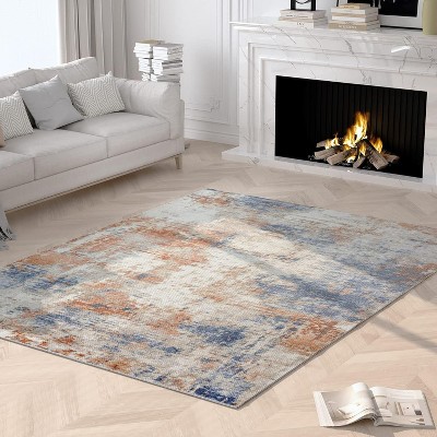 Acekool 5'3"x7'3" Abstract Design Rug - Soft Indoor Carpet for Living Room & Bedroom, Non-Shedding Low Pile