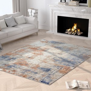 Acekool 5'3"x7'3" Abstract Design Rug - Soft Indoor Carpet for Living Room & Bedroom, Non-Shedding Low Pile - 1 of 4