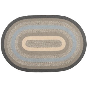 Earth Rugs Oval Braided Rug in Charcoal, Gray, and Ivory – Neutral Jute Accent Mat - 1 of 3