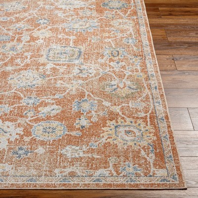 Erlanger Burnt Orange and Blue Synthetic Fur Washable Rug 2'3" x 3'9"