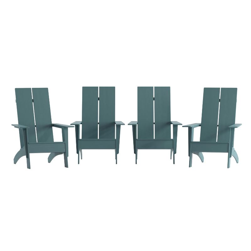 Merrick Lane Set of 4 Modern All-Weather Poly Resin Wood Adirondack Chairs, 1 of 17