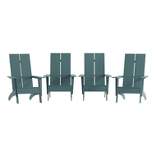 Emma and Oliver Set of 4 Modern Dual Slat Back Indoor/Outdoor Adirondack Style Chairs