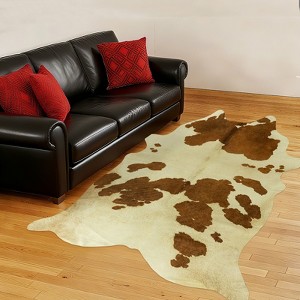 LOVEVOOK Faux Cowhide Rug 5x6.2 Feet, Cow Print Rugs for Bedroom Living Room Western Decor, Faux Fur Animal Cow Hide Carpet - 1 of 4