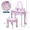CuisinSmart Princess Vanity Set for Girls with Light-Up Mirror, Makeup Table & Stool – Wooden Dress-Up Playset for Ages 3-9 - 2 of 4