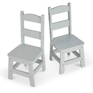 Melissa & Doug Kids Furniture Wooden Chair Pair - Gray - 1 of 4
