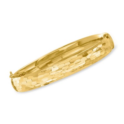 Ross-Simons 18kt Gold Over Sterling Geometric-Pattern Bangle Bracelet Size 7