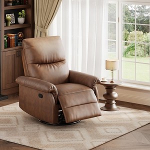 Swivel Rocking Nursery Manual Recliner Chair Rocker Recliner Glider Deep Seat PU Leather Sofa Chair with High Backrest - 1 of 4