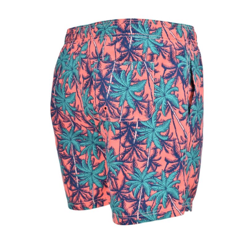 Burnside Men's Swim Suits Quick Dry 5" Inseam | Coral Palm Tree, 2 of 5