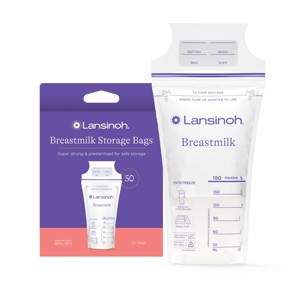 Lansinoh Breast Milk Storage Bags, Fast Freeze & Thaw Breast Milk Bags for Baby Bottle Feeding - 6oz - 1 of 4